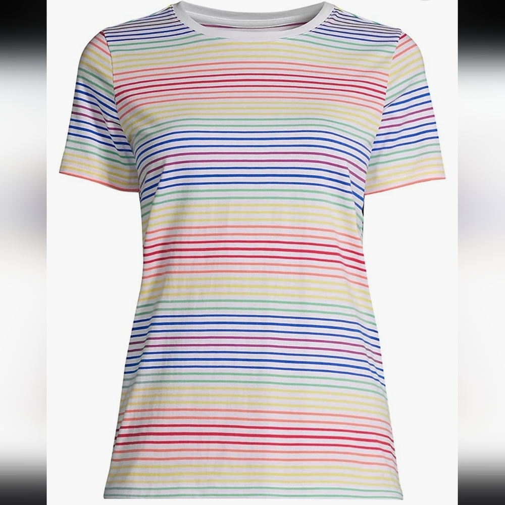 Lands' End Multicolored Crewneck Short Sleeve T-Shirt